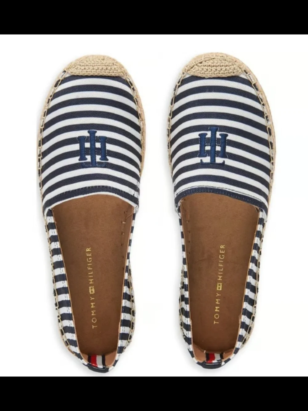 Tommy Hilfiger Navy & White Striped Canvas Espadrilles Size 7